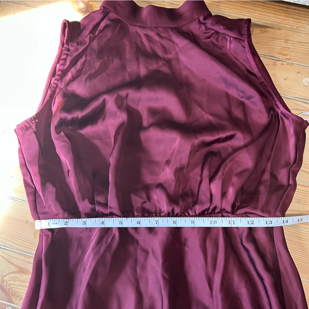 Lulus Classic Elegance Plum Chiffon Sleeveless Mock Neck Maxi Dress – Size M - Picture 2 of 9